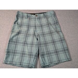 Volcom Surf & Turf Mens Hybrid Shorts Blue Plaid 4-Way Stretch Size 31